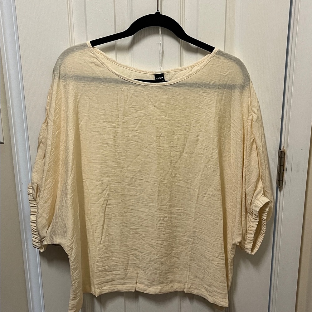 SHEIN Textured Cream Blouse
